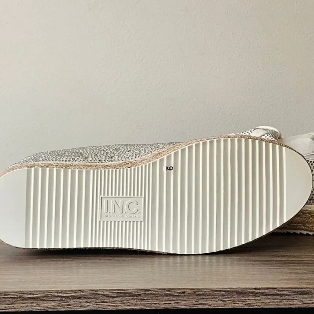 NIB INC International Concepts Lola Silver Rhinestone Espadrille Sneakers 9